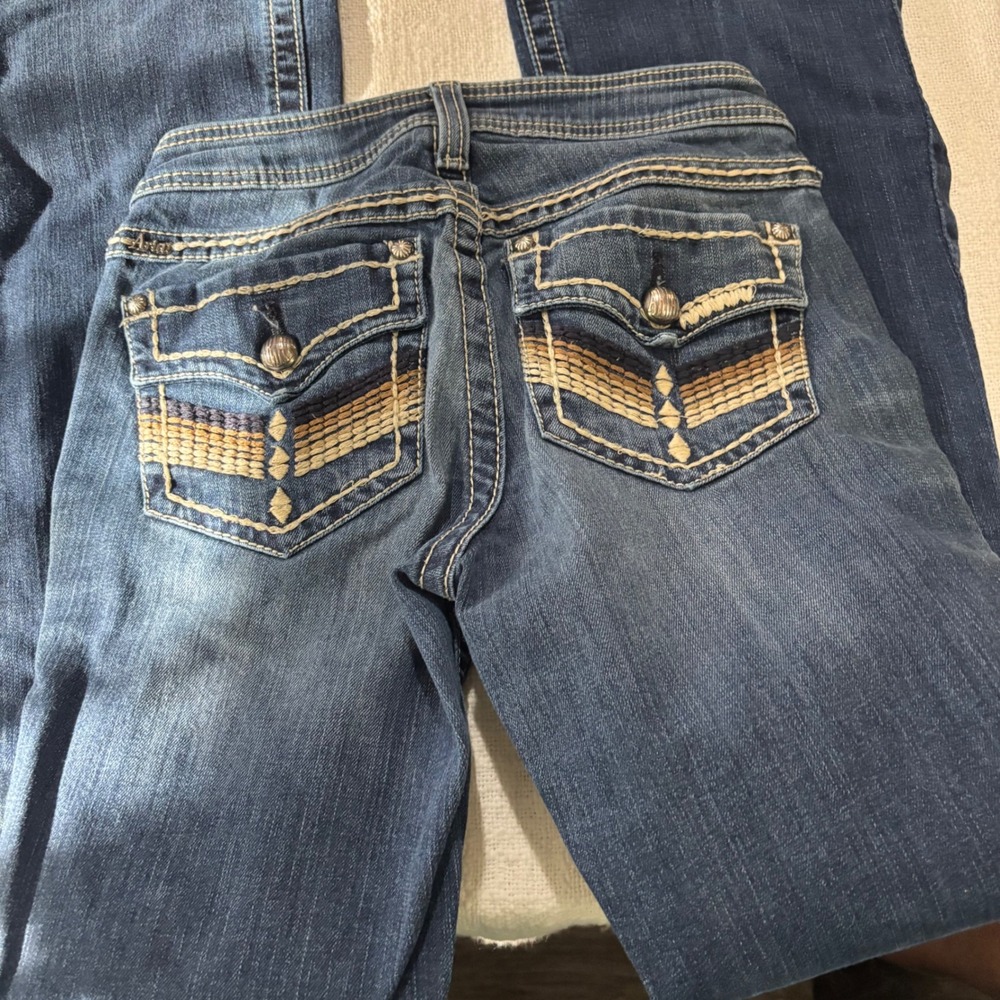 Ariat Turquoise Bootcut Jeans Womens 25R Medium Wash Embroidered Flap Pockets